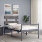 vidaXL Cama personas mayores cabecero madera maciza gris 100x200 cm vidaXL Cama personas mayores cabecero madera maciza gris 100x200 cm