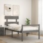 vidaXL Cama personas mayores cabecero madera maciza gris 100x200 cm vidaXL Cama personas mayores cabecero madera maciza gris 100x200 cm