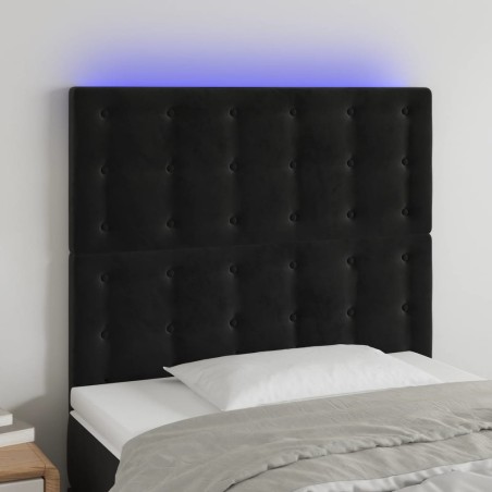 vidaXL Cabecero con luces LED terciopelo negro 80x5x118/128 cm