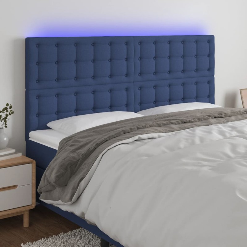 vidaXL Cabecero con luces LED tela azul 180x5x118/128 cm vidaXL Cabecero con luces LED tela azul 180x5x118/128 cm