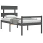 vidaXL Cama personas mayores cabecero madera maciza gris 100x200 cm vidaXL Cama personas mayores cabecero madera maciza gris 100x200 cm