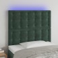 vidaXL Cabecero con luces LED terciopelo verde oscuro 100x5x118/128 cm vidaXL Cabecero con luces LED terciopelo verde oscuro 100x5x118/128 cm