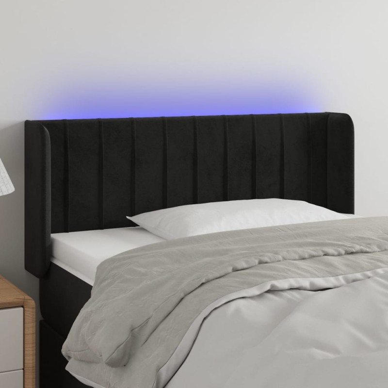 vidaXL Cabecero con LED de terciopelo negro 103x16x78/88 cm vidaXL Cabecero con LED de terciopelo negro 103x16x78/88 cm