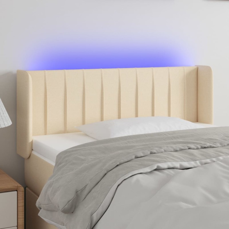 vidaXL Cabecero con LED de tela crema 93x16x78/88 cm vidaXL Cabecero con LED de tela crema 93x16x78/88 cm
