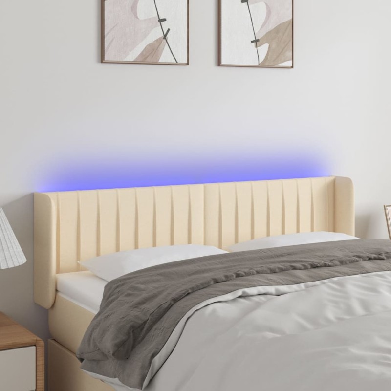 vidaXL Cabecero con LED de tela crema 147x16x78/88 cm vidaXL Cabecero con LED de tela crema 147x16x78/88 cm