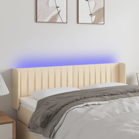 vidaXL Cabecero con LED de tela crema 147x16x78/88 cm
