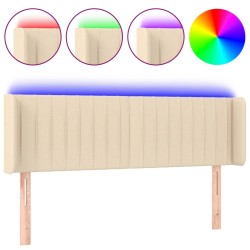 vidaXL Cabecero con LED de tela crema 147x16x78/88 cm