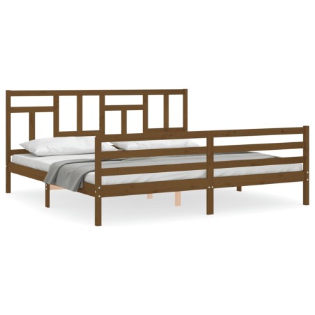 vidaXL Estructura cama y cabecero madera maciza marrón miel 200x200 cm