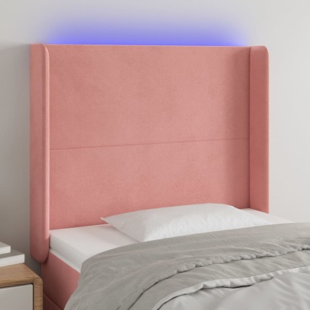 vidaXL Cabecero con LED de terciopelo rosa 93x16x118/128 cm