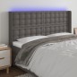 vidaXL Cabecero con LED cuero sintético gris 163x16x118/128cm