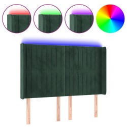 vidaXL Cabecero con LED de terciopelo verde oscuro 147x16x118/128 cm
