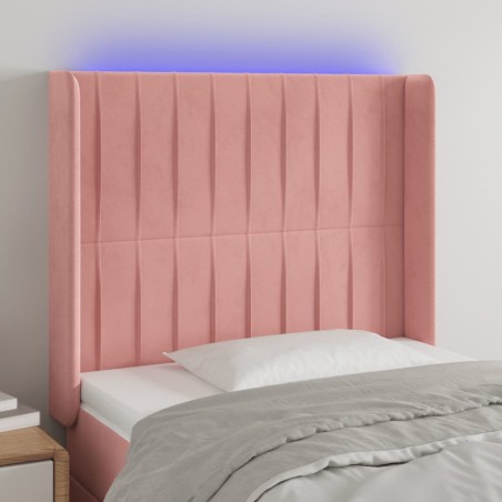 vidaXL Cabecero con LED de terciopelo rosa 83x16x118/128 cm