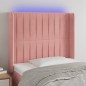 vidaXL Cabecero con LED de terciopelo rosa 83x16x118/128 cm