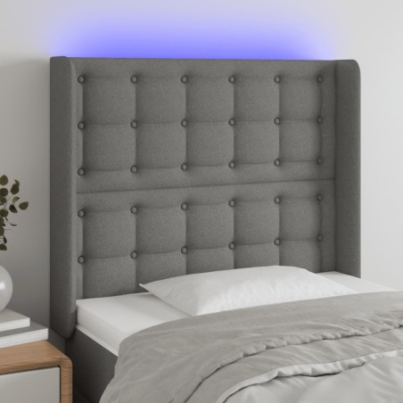 vidaXL Cabecero con LED de tela gris oscuro 93x16x118/128 cm