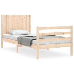 vidaXL Estructura de cama con cabecero madera maciza 90x200 cm