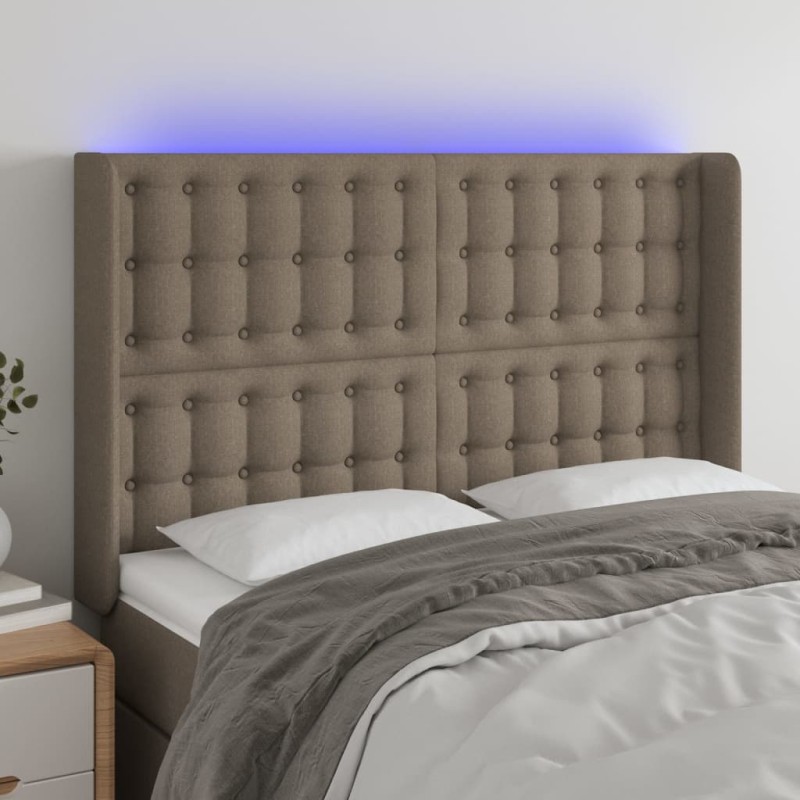 vidaXL Cabecero con LED de tela gris taupe 147x16x118/128 cm vidaXL Cabecero con LED de tela gris taupe 147x16x118/128 cm
