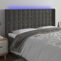 vidaXL Cabecero con LED de terciopelo gris oscuro 183x16x118/128 cm