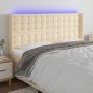 vidaXL Cabecero con LED de tela color crema 183x16x118/128 cm vidaXL Cabecero con LED de tela color crema 183x16x118/128 cm