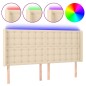 vidaXL Cabecero con LED de tela color crema 183x16x118/128 cm vidaXL Cabecero con LED de tela color crema 183x16x118/128 cm