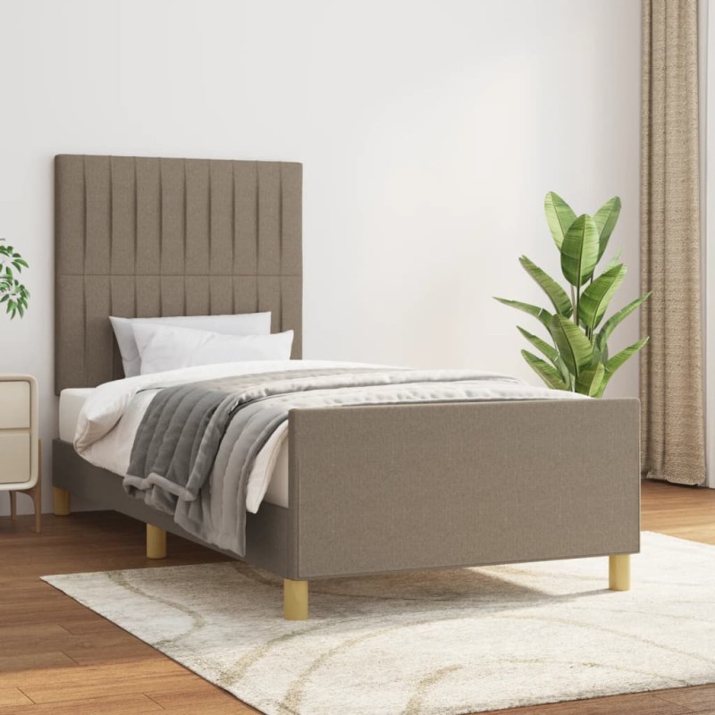vidaXL Estructura de cama con cabecero de tela gris taupe 90x200 cm vidaXL Estructura de cama con cabecero de tela gris taupe 90x200 cm