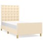 vidaXL Estructura de cama con cabecero de tela color crema 90x190 cm