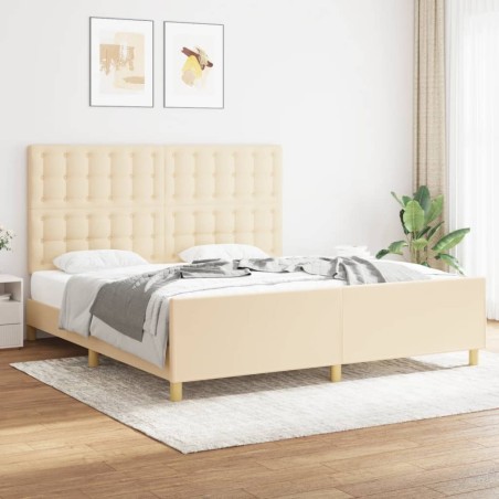 vidaXL Estructura de cama con cabecero de tela color crema 180x200 cm