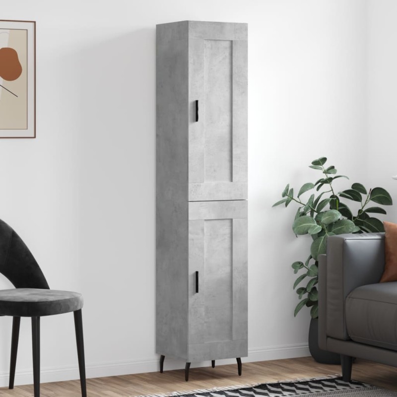 vidaXL Aparador de madera contrachapada gris hormigón 34,5x34x180 cm vidaXL Aparador de madera contrachapada gris hormigón 34,5x34x180 cm