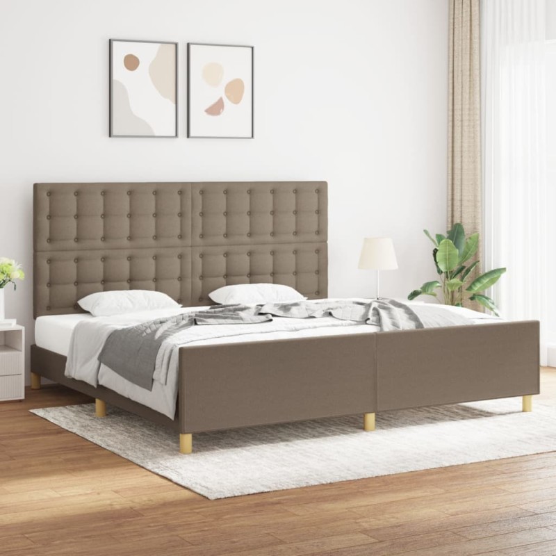 vidaXL Estructura de cama con cabecero de tela gris taupe 200x200 cm vidaXL Estructura de cama con cabecero de tela gris taupe 200x200 cm