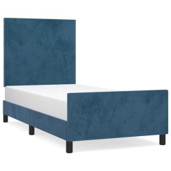 vidaXL Estructura cama con cabecero terciopelo azul oscuro 90x200 cm