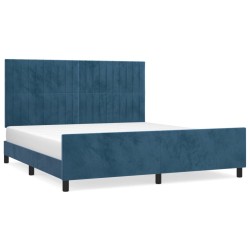 vidaXL Estructura cama con cabecero terciopelo azul oscuro 160x200 cm