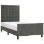 vidaXL Estructura de cama con cabecero terciopelo gris oscuro 90x190cm