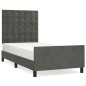 vidaXL Estructura de cama con cabecero terciopelo gris oscuro 90x190cm