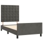 vidaXL Estructura de cama con cabecero terciopelo gris oscuro 90x190cm