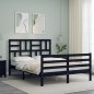 vidaXL Estructura de cama con cabecero madera maciza negro 120x200 cm vidaXL Estructura de cama con cabecero madera maciza negro 120x200 cm