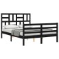 vidaXL Estructura de cama con cabecero madera maciza negro 120x200 cm vidaXL Estructura de cama con cabecero madera maciza negro 120x200 cm