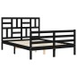 vidaXL Estructura de cama con cabecero madera maciza negro 120x200 cm vidaXL Estructura de cama con cabecero madera maciza negro 120x200 cm