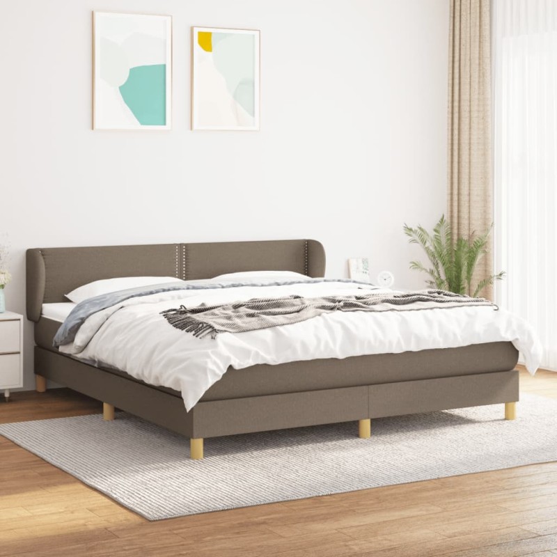 vidaXL Cama box spring con colchón tela gris taupe 180x200 cm vidaXL Cama box spring con colchón tela gris taupe 180x200 cm