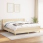 vidaXL Cama box spring con colchón tela color crema 160x200 cm