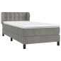 vidaXL Cama box spring con colchón terciopelo gris claro 90x190 cm vidaXL Cama box spring con colchón terciopelo gris claro 90x190 cm