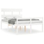 vidaXL Cama para personas mayores con cabecero madera maciza blanco