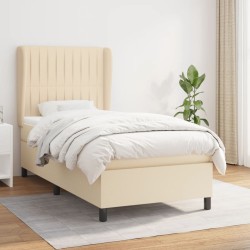 vidaXL Cama box spring con colchón tela color crema 90x190 cm