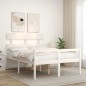 vidaXL Cama para personas mayores con cabecero madera maciza blanco