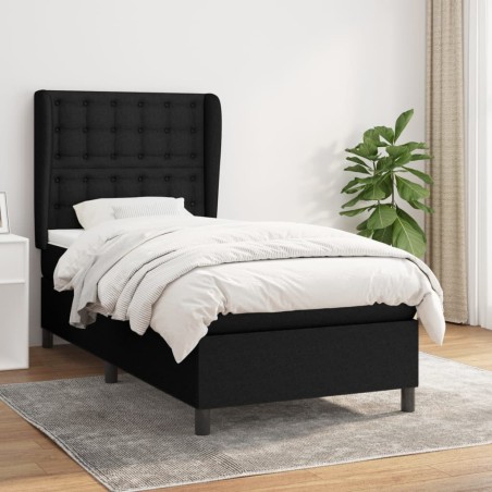 vidaXL Cama box spring con colchón tela negro 80x200 cm
