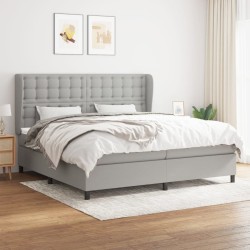 vidaXL Cama box spring con colchón tela gris claro 200x200 cm