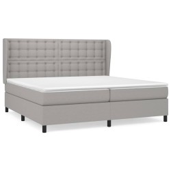 vidaXL Cama box spring con colchón tela gris claro 200x200 cm