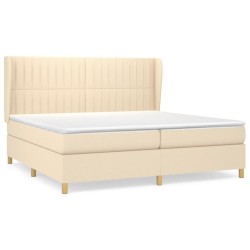 vidaXL Cama box spring con colchón tela color crema 200x200 cm
