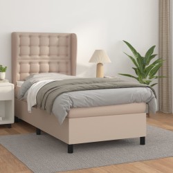 vidaXL Cama box spring con colchón cuero sintético capuchino 80x200 cm