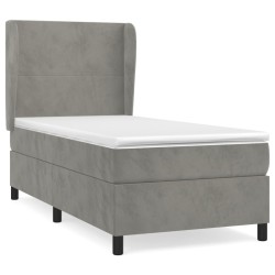 vidaXL Cama box spring con colchón terciopelo gris claro 90x190 cm