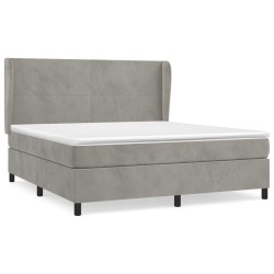 vidaXL Cama box spring con colchón terciopelo gris claro 180x200 cm