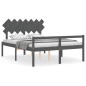 vidaXL Cama personas mayores cabecero madera maciza gris 140x190 cm vidaXL Cama personas mayores cabecero madera maciza gris 140x190 cm